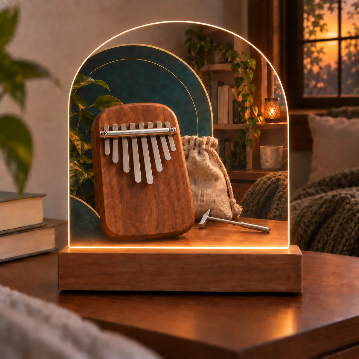 Kalimba Music Nook Acrylic Night Light with original printed optical 3D artwork