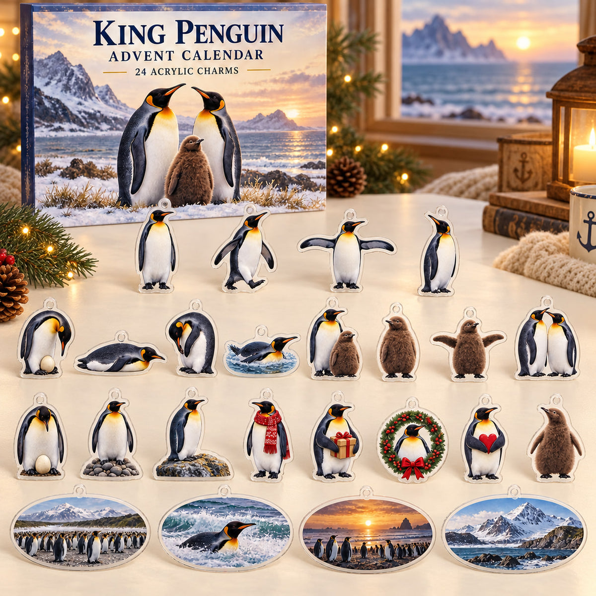 King Penguin Advent Calendar - 24 Acrylic Charms