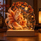 Kitsune Fox Autumn Guardian Acrylic Night Light with printed 3D depth