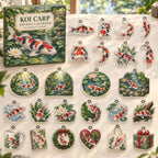 Koi Carp advent calendar box with 24 themed flat printed acrylic charms