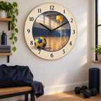 Korfball Court Wooden Wall Clock with original printed optical 3D artwork