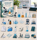 Laboratory Scientist advent calendar with 24 custom-shaped flat acrylic charms and printed dimensional artwork