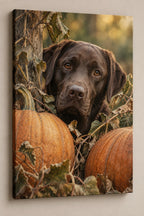 Labrador Retriever Pumpkin Patch Canvas Wall Art with printed dimensional artwork