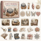 Lace Making advent calendar with 24 printed acrylic craft charms