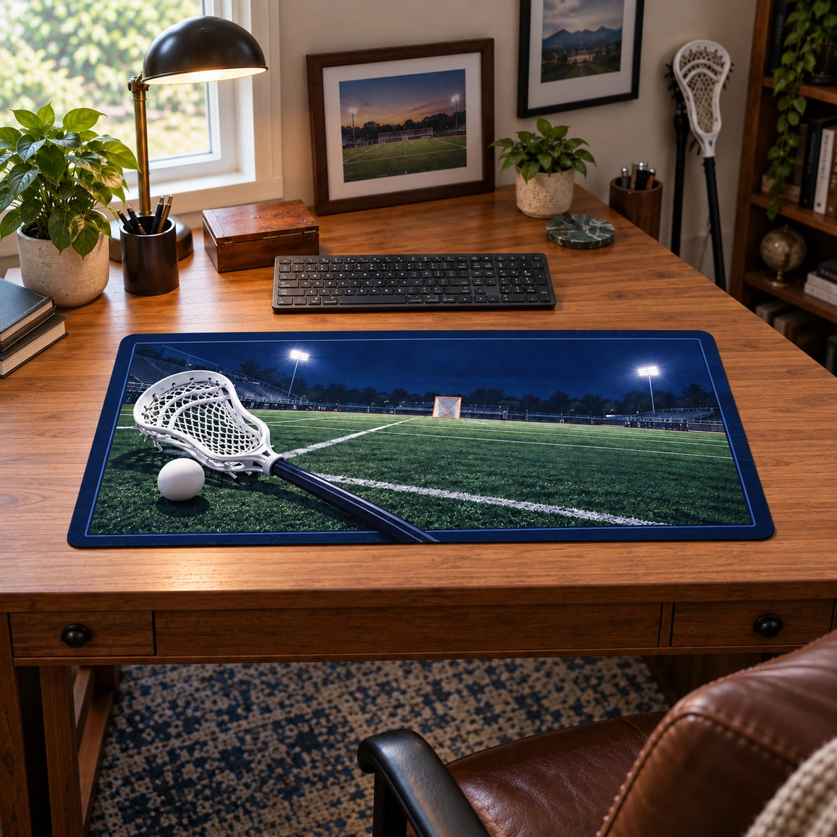 Lacrosse Field Depth Desk Mat with original printed optical 3D artwork