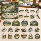 Largemouth Bass advent calendar box with 24 themed flat printed acrylic charms