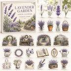 Lavender advent calendar box with 24 printed acrylic flower charms