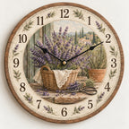 Lavender Harvest Basket Wooden Wall Clock with printed dimensional artwork