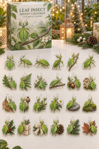 Leaf Insect advent calendar with 24 custom-shaped flat acrylic charms and printed dimensional artwork