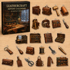 Leathercraft printed advent calendar box and 24 varied acrylic charms