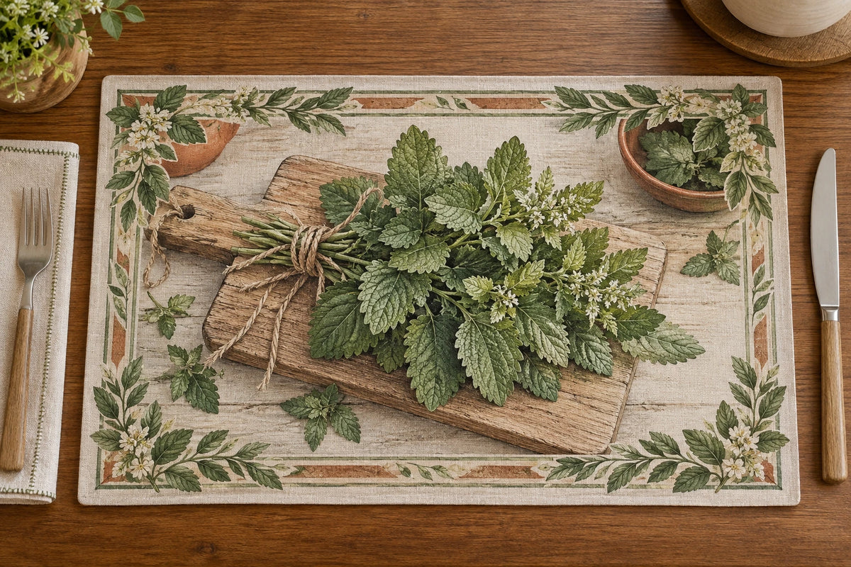 Lemon Balm Market Bundle Placemat with printed dimensional artwork