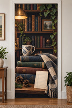 Library Lover Cabin Chapter Fabric Door Cover with printed dimensional artwork