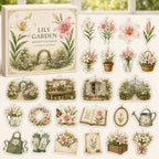 Lily advent calendar box and 24 printed acrylic botanical charms