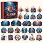 Lionfish advent calendar box with 24 themed flat printed acrylic charms