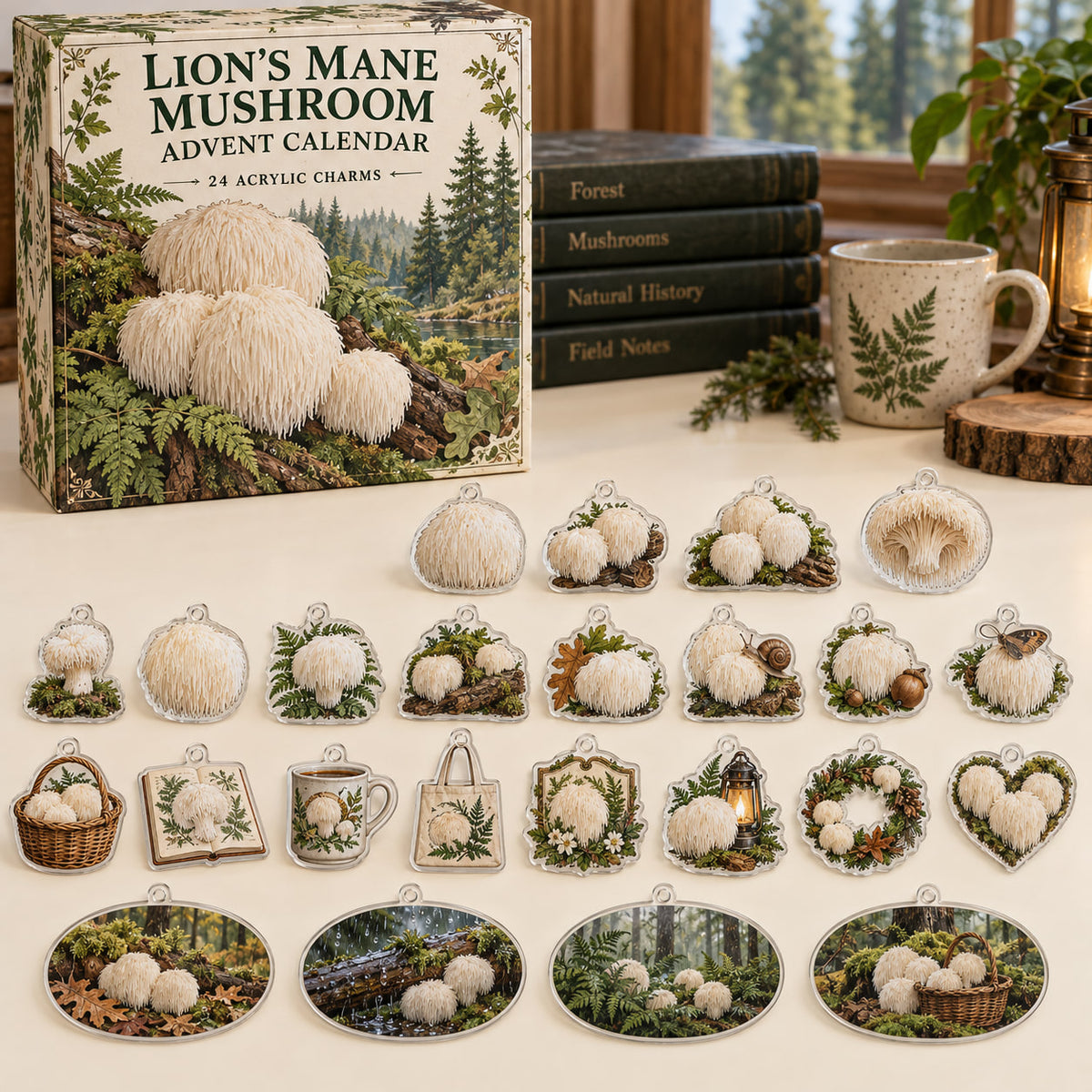 Lion's Mane Mushroom Advent Calendar - 24 Acrylic Charms