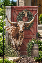 Longhorn Cattle Holiday Farm Garden Flag with printed dimensional artwork