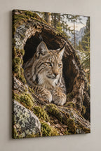 Lynx Hollow Tree Canvas Wall Art with printed dimensional artwork