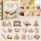 Macaron Baking advent calendar box with 24 decorative printed acrylic charms, not food