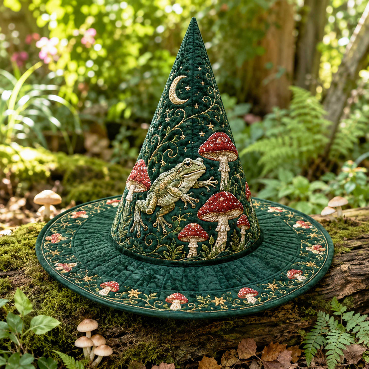 Magic Night quilted witch hat, all-over print on cone and brim