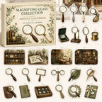 Magnifying Glass Collecting advent calendar box with 24 printed acrylic collectible motifs