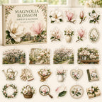 Magnolia Blossom advent calendar box and 24 printed acrylic botanical charms