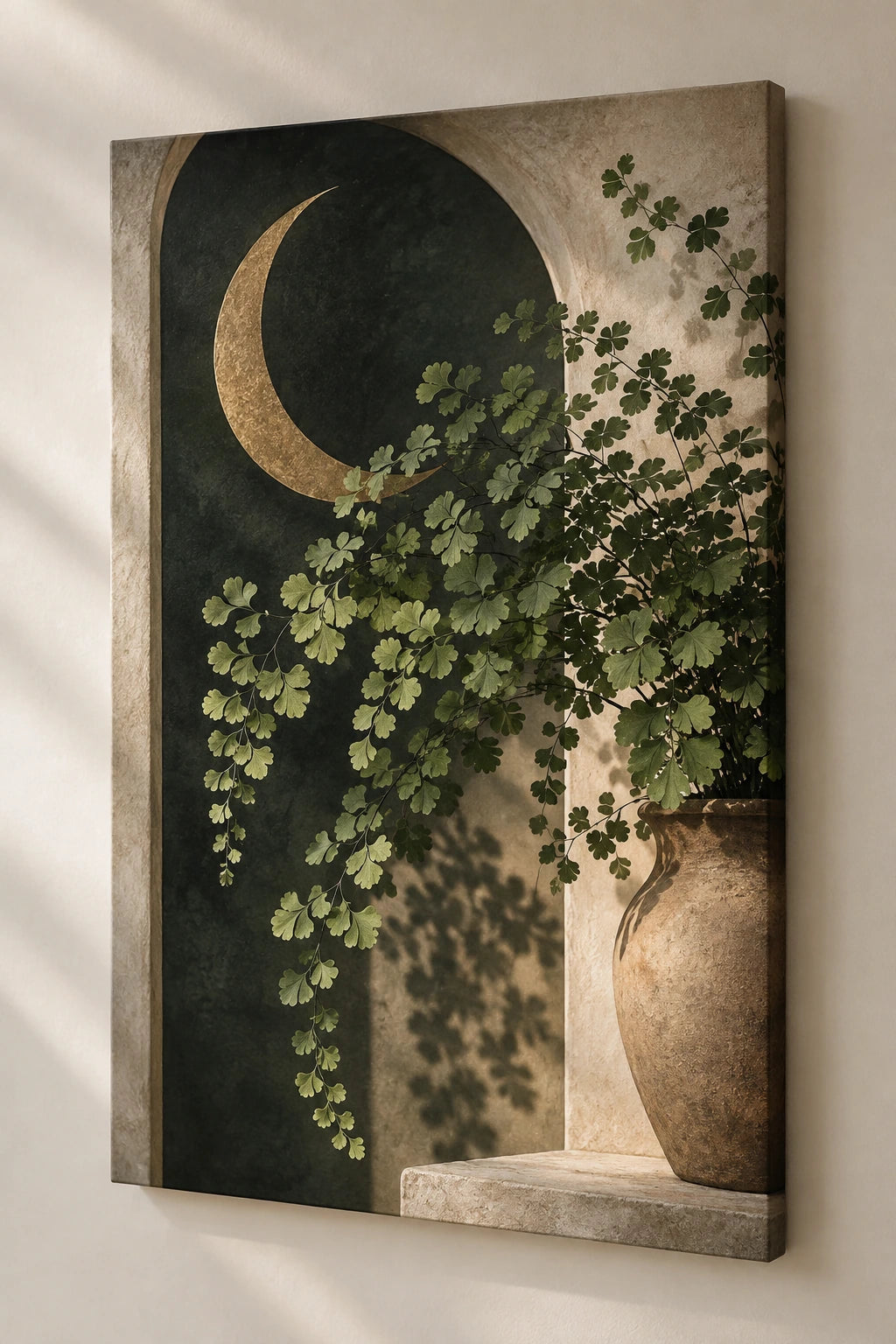 Maidenhair Fern Moon Garden Canvas Wall Art with printed dimensional artwork