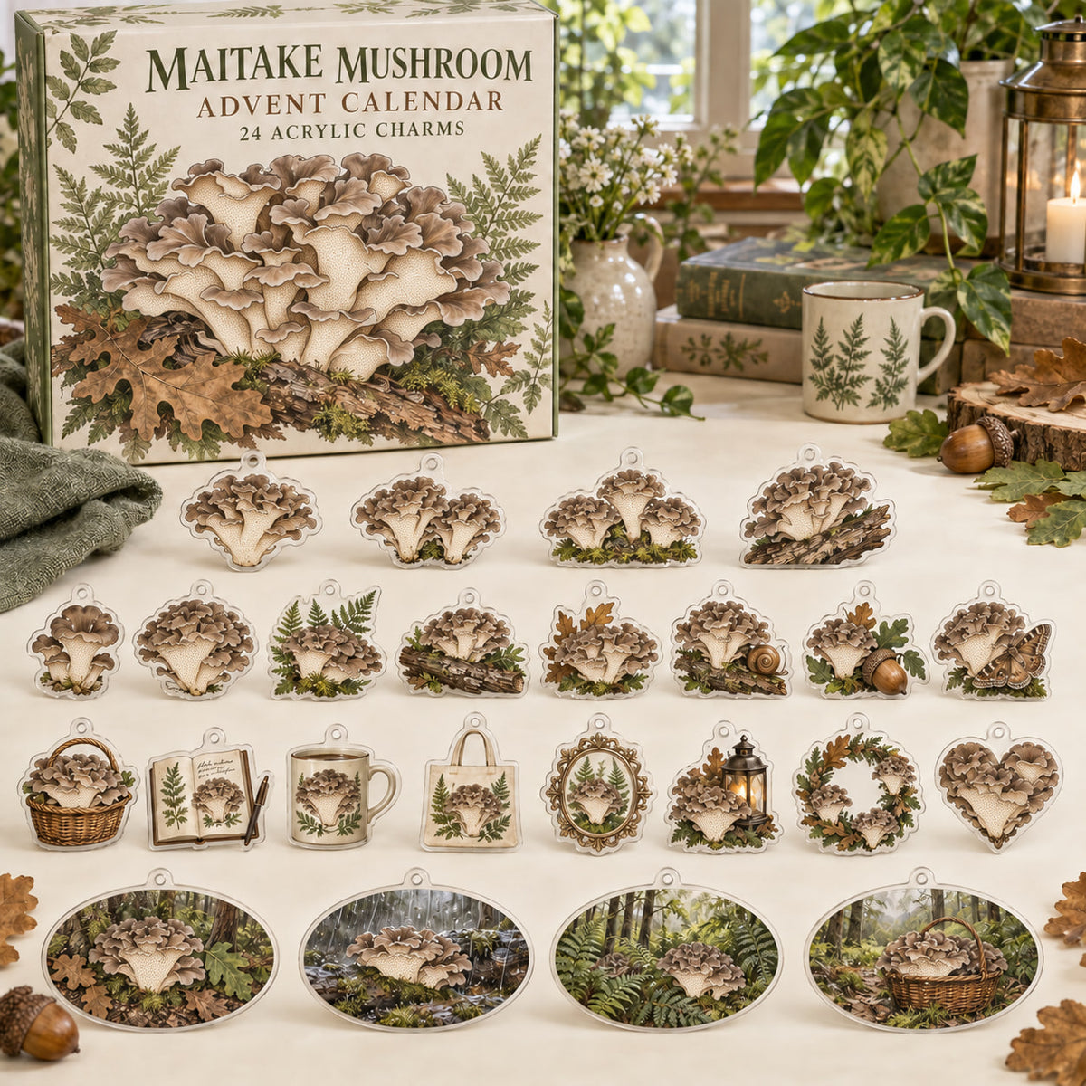 Maitake Mushroom Advent Calendar - 24 Acrylic Charms