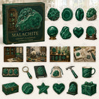 Malachite advent calendar box and 24 mineral-themed printed acrylic charms