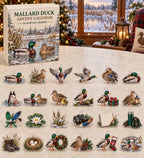 Mallard Duck advent calendar with 24 custom-shaped flat acrylic charms and printed dimensional artwork