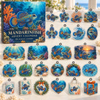 Mandarinfish advent calendar box with 24 themed flat printed acrylic charms