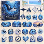 Manta Ray advent calendar box with 24 themed flat printed acrylic charms