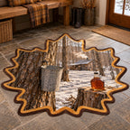 Maple Sugaring printed 3D custom shape area rug with coordinated hobby setting