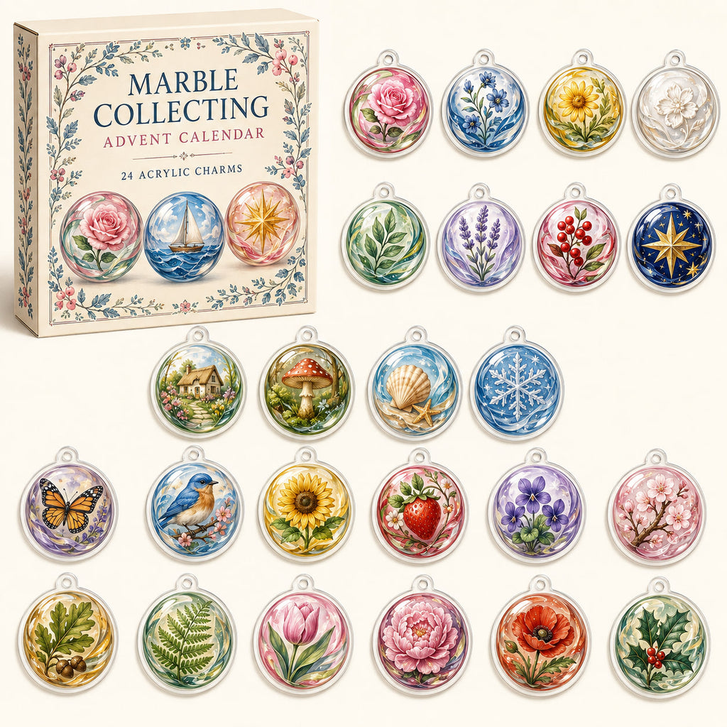 Marble Collecting advent calendar box with 24 printed acrylic charms