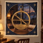 Mariner Astrolabe Study Wall Tapestry with original printed optical 3D artwork