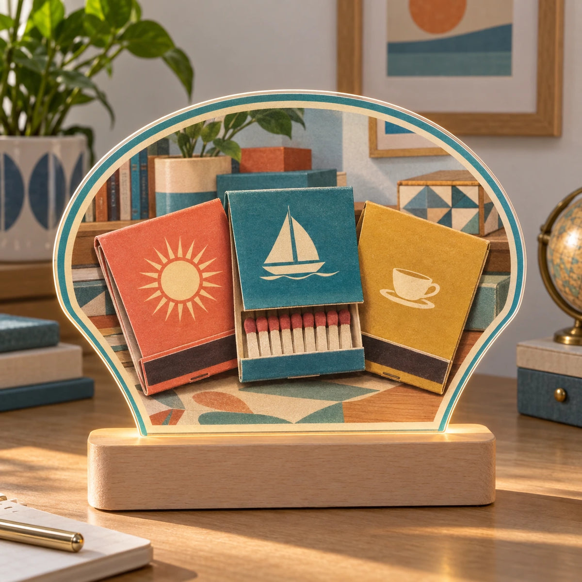 Matchbook Collector Acrylic Night Light with original printed optical 3D artwork
