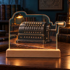 Mechanical Calculator Study Acrylic Night Light with original printed optical 3D artwork