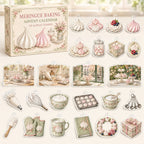 Meringue Baking advent calendar box with24 printed acrylic baking-themed charms