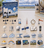 Meteorologist advent calendar with 24 custom-shaped flat acrylic charms and printed dimensional artwork