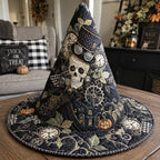 Midnight Mechanism quilted witch hat, all-over print on cone and brim