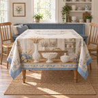 Milk Glass Collector Kitchen Tablecloth with original printed optical 3D artwork
