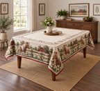 Miniature Pony Wildflower Fence Tablecloth with printed dimensional artwork