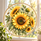 Sunflower Honeybee Wood and Acrylic Suncatcher - representative product view