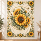 Sunflower Honeybee Botanical Wall Tapestry - representative product view
