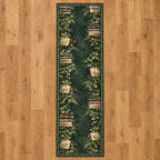 Botanical Book Passage Runner Rug with dimensional printed themed artwork; representative AI-generated mockup.