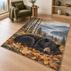Sleeping Bear Leaves Area Rug with dimensional printed themed artwork; representative AI-generated mockup.