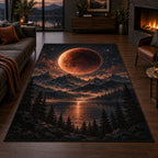 Lunar Eclipse Area Rug with dimensional printed themed artwork; representative AI-generated mockup.