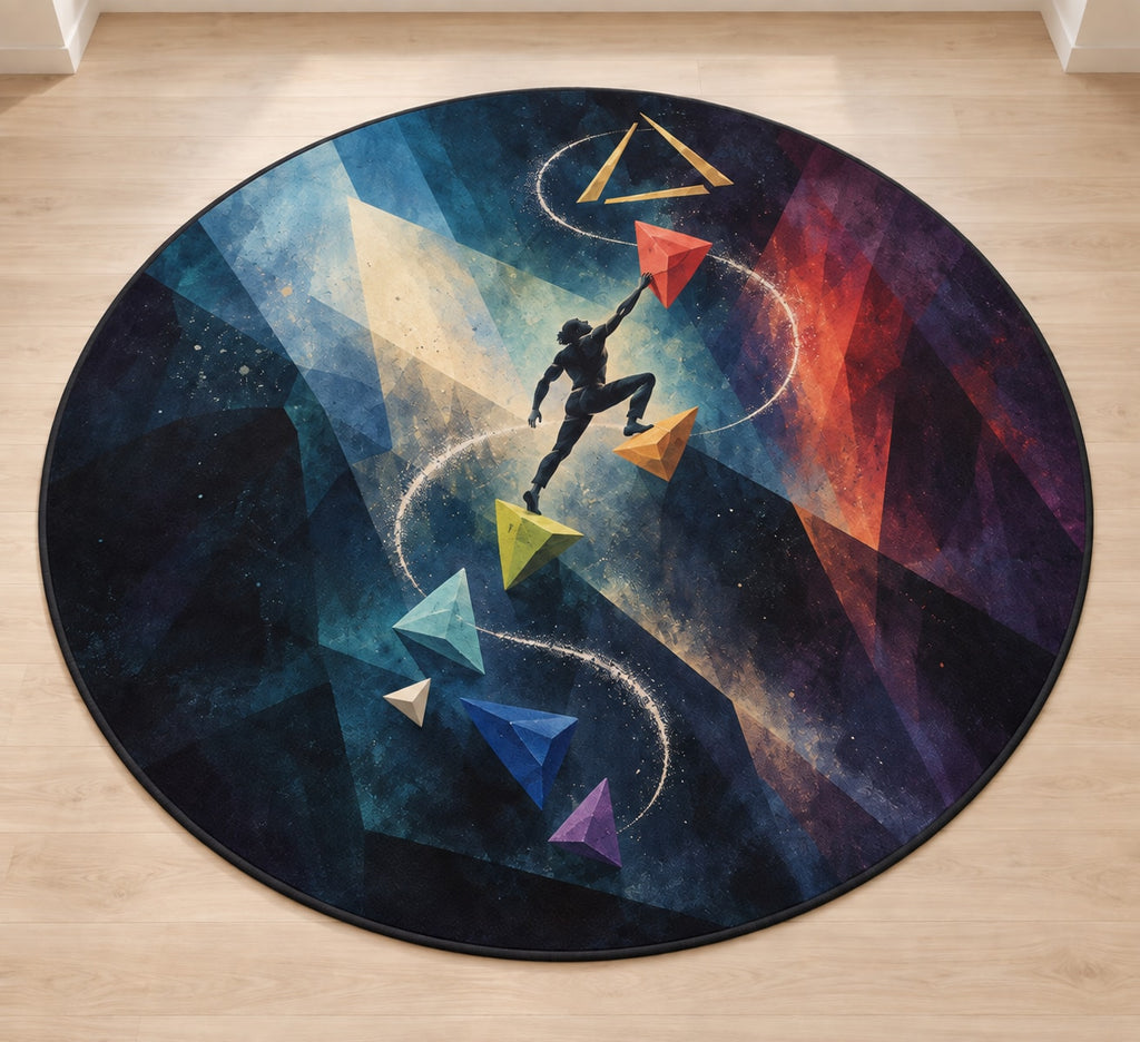 Prismatic Crux Constellation Area Rug with dimensional printed themed artwork; representative AI-generated mockup.