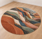 Clayfire Stratafall Area Rug with dimensional printed themed artwork; representative AI-generated mockup.