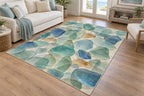 Sea Glass Shapes Area Rug with dimensional printed themed artwork; representative AI-generated mockup.