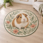 Guinea Pig Companion Area Rug with dimensional printed themed artwork; representative AI-generated mockup.